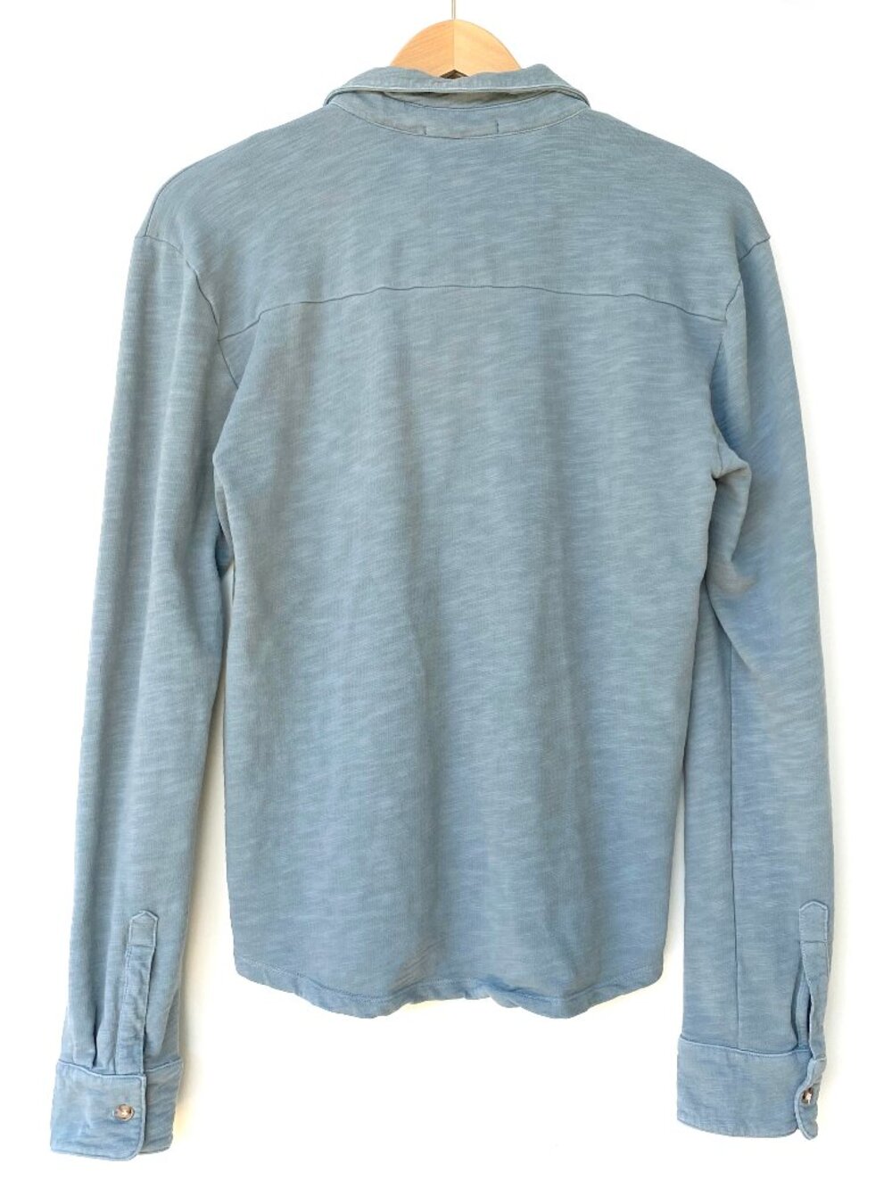 Marine Layer Dusty Blue Heavy Slub Long Sleeve Polo Size S - Picture 2 of 7